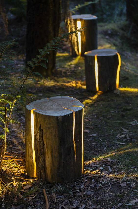 Светильники из ствола дерева